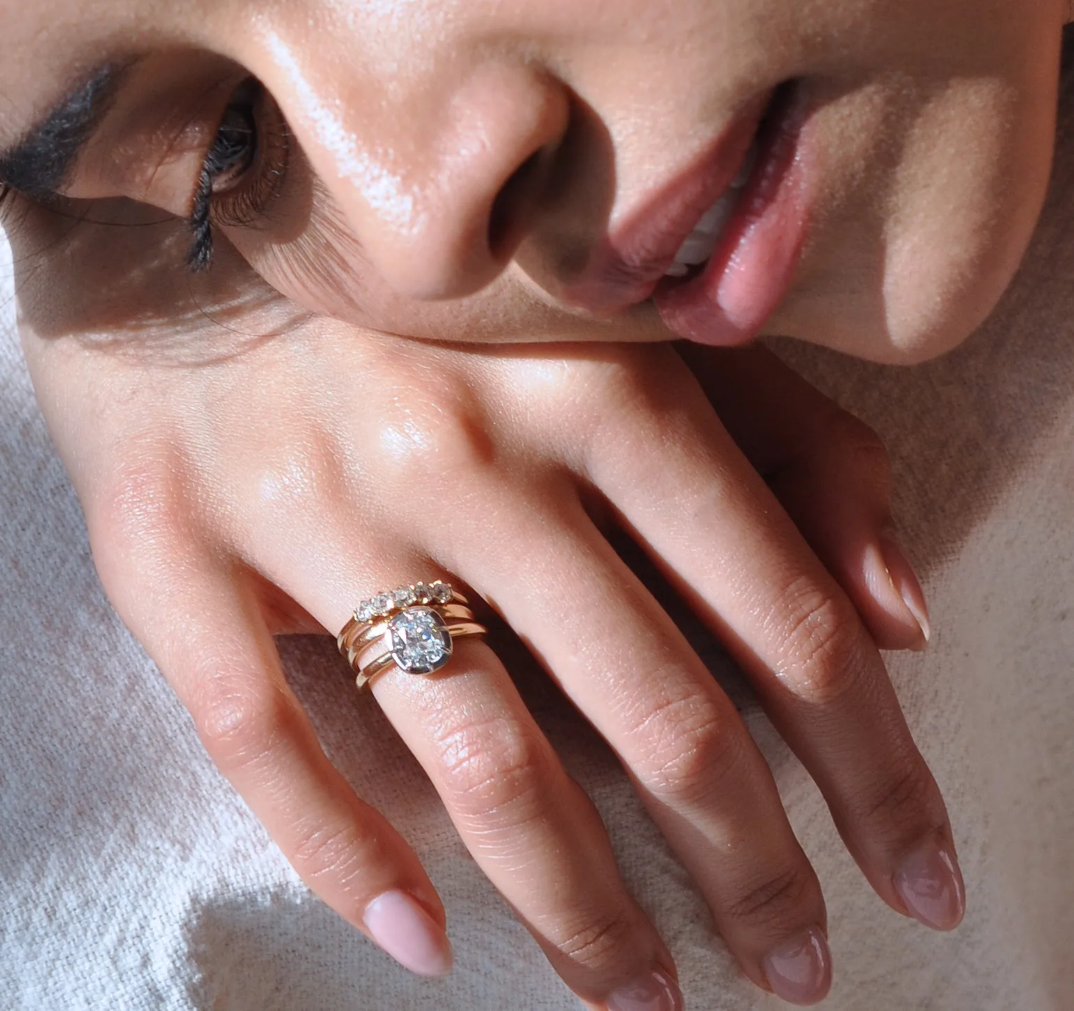 1.20 Carat Collet Cushion Cut Diamond Engagement Ring