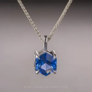 1.26 Carat Blue Hexagon Sapphire Necklace, Platinum