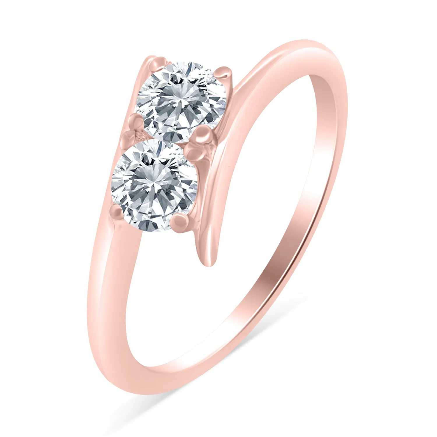 1/2ctw Diamond Two Stone Solitaire Engagement Ring in 10k Rose Gold (J-K, I2-I3)
