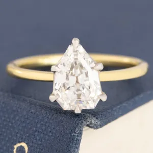 1.33ct Vintage Shield Shape Diamond Solitaire, GIA E VS2