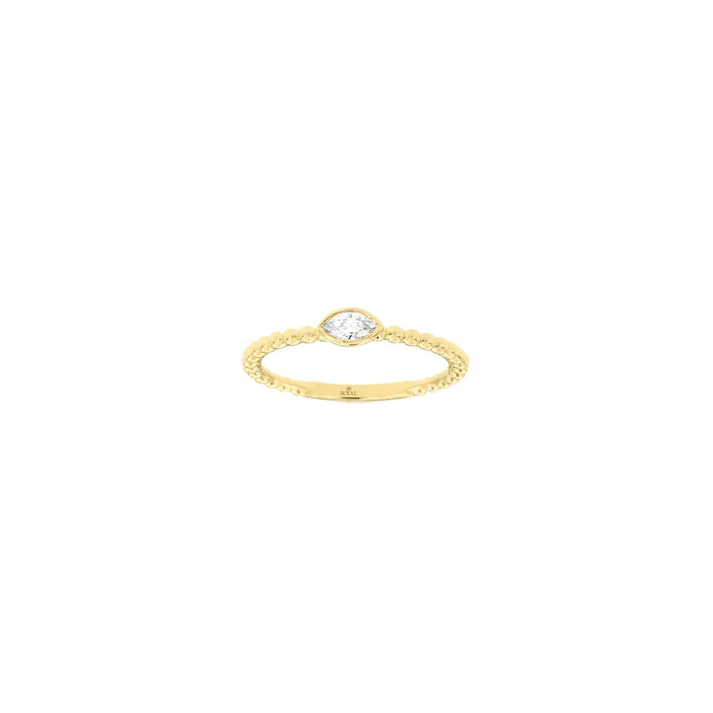 14 Karat Yellow Gold Ball Band With A Diamond