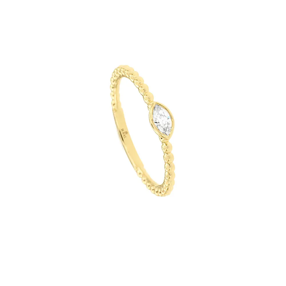 14 Karat Yellow Gold Ball Band With A Diamond