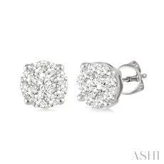14K 0.15ct Diamond LOVE B Cluster Earrings