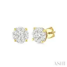 14K 0.15ct Diamond LOVE B Cluster Earrings