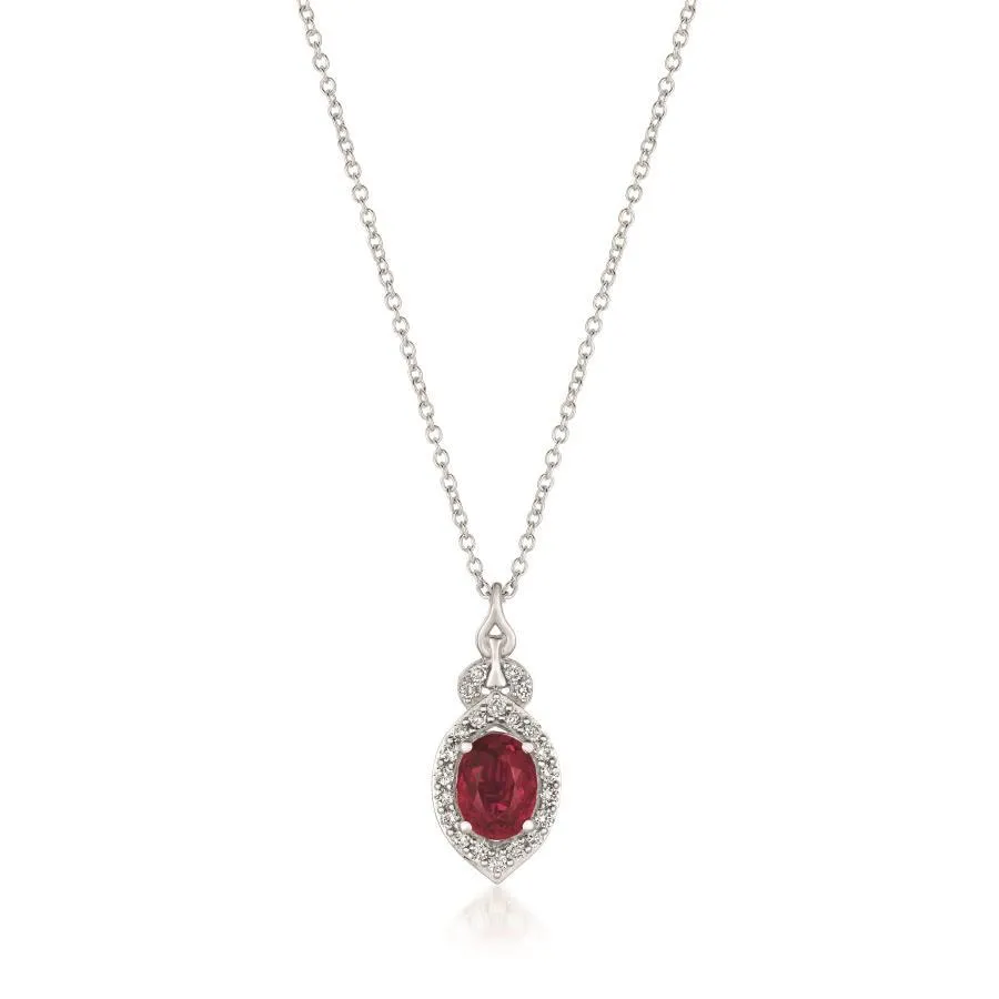 14K 0.18ct-Diamond 0.70ct/Ruby Fashion Necklace
