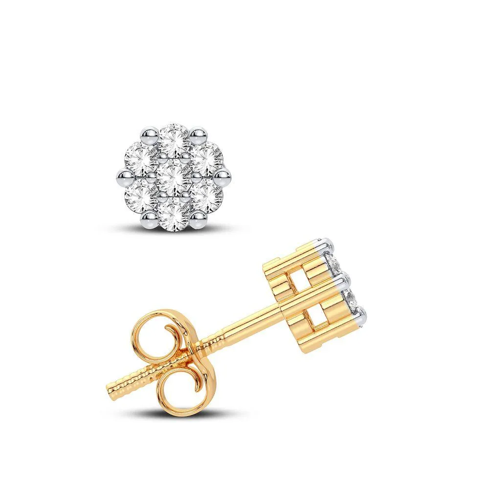14k .08ct-Diamond Cluster Earrings
