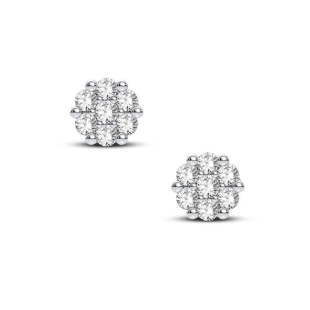14k .08ct-Diamond Cluster Earrings