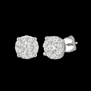 14K 1.00ct Diamond Cluster Earrings