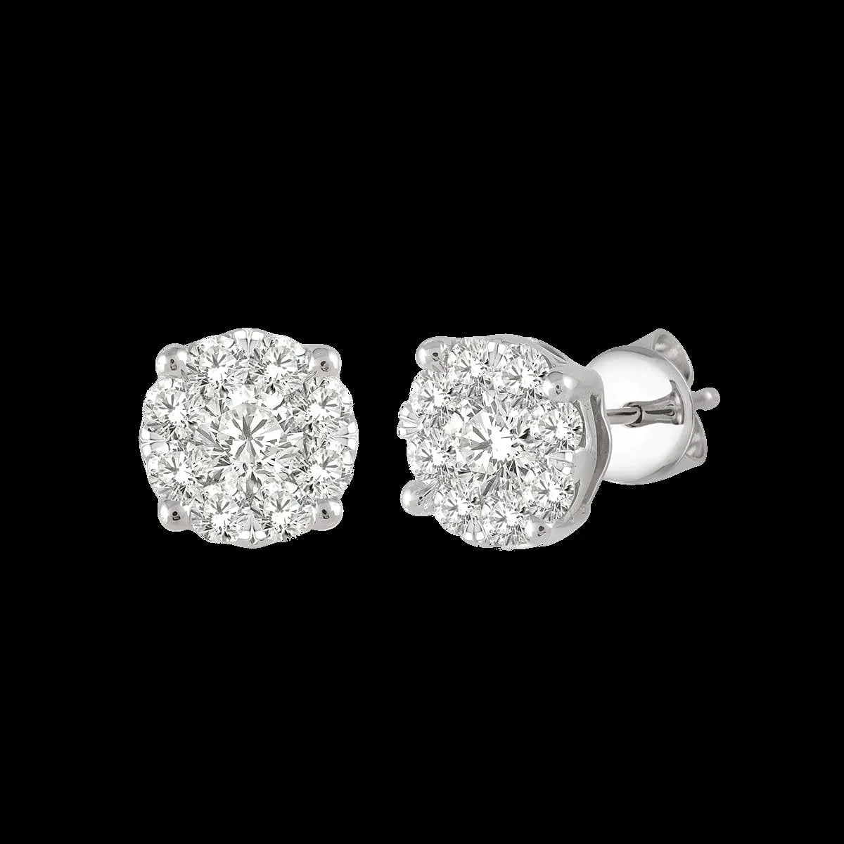 14K 1.00ct Diamond Cluster Earrings