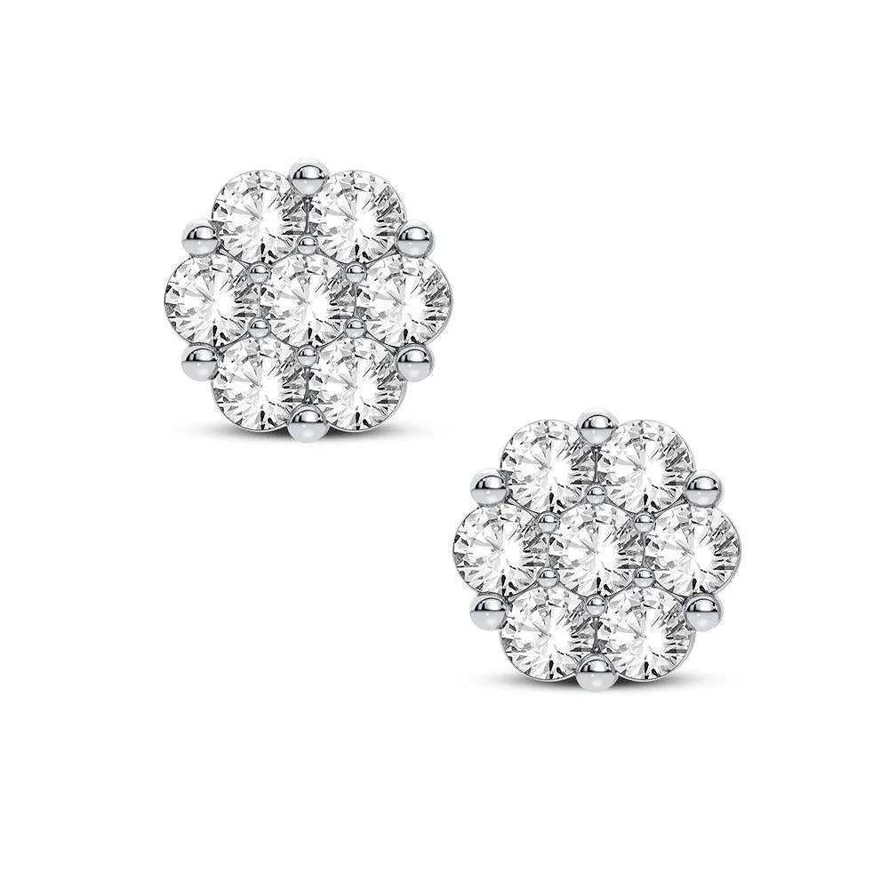 14K 1.50ct Diamond Cluster Earrings