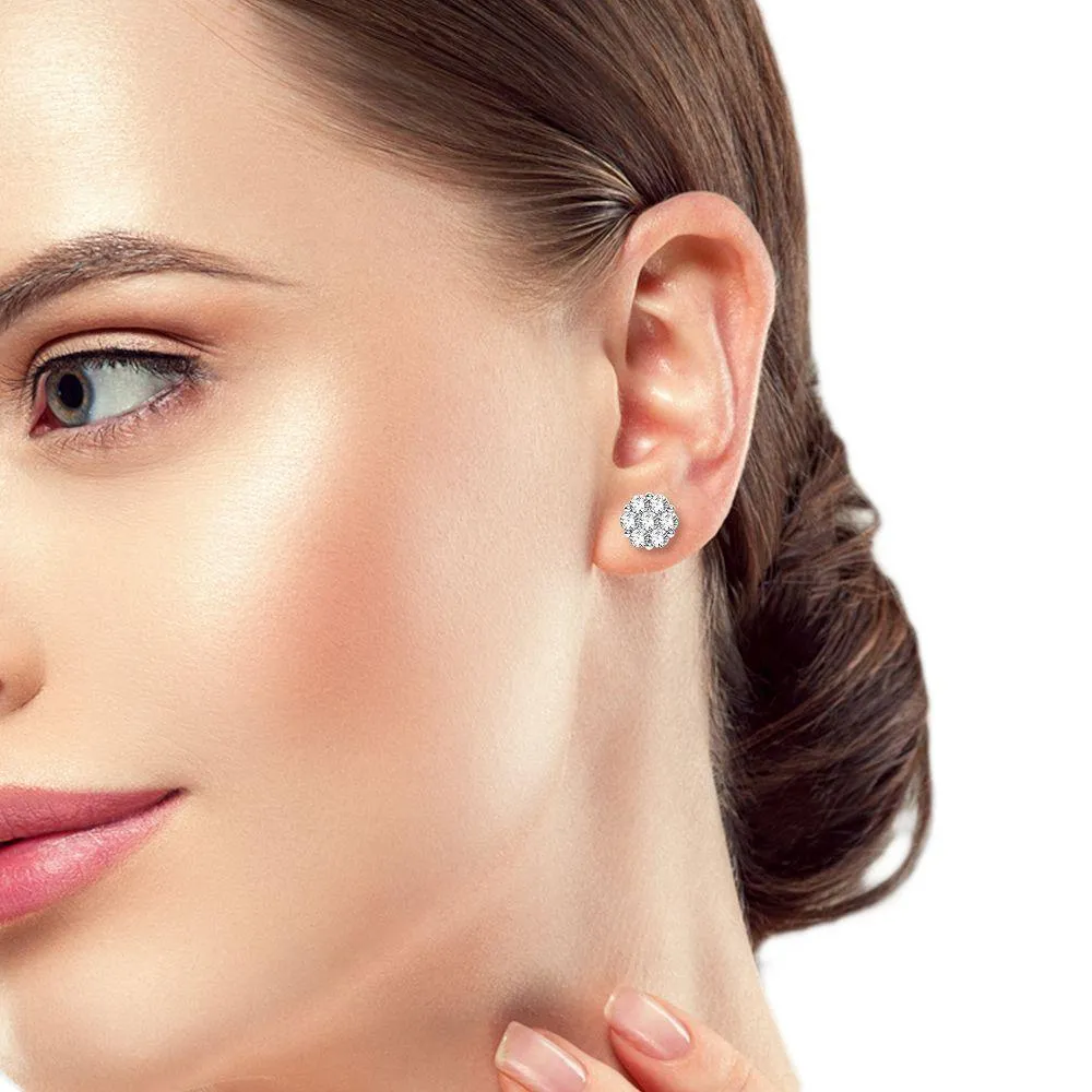 14K 1.50ct Diamond Cluster Earrings