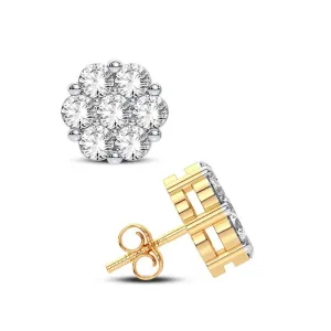14K 1.50ct Diamond Cluster Earrings