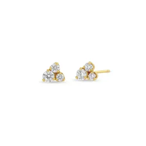 14k 3 Large Mixed Prong Diamond Cluster Stud Earrings
