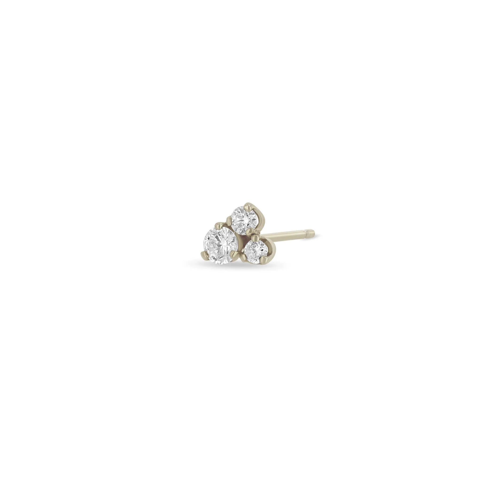 14k 3 Large Mixed Prong Diamond Cluster Stud Earrings