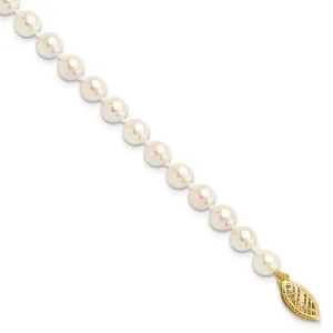 14k 5-6mm Round White Gold Saltwater Akoya Cultured Pearl Bracelet