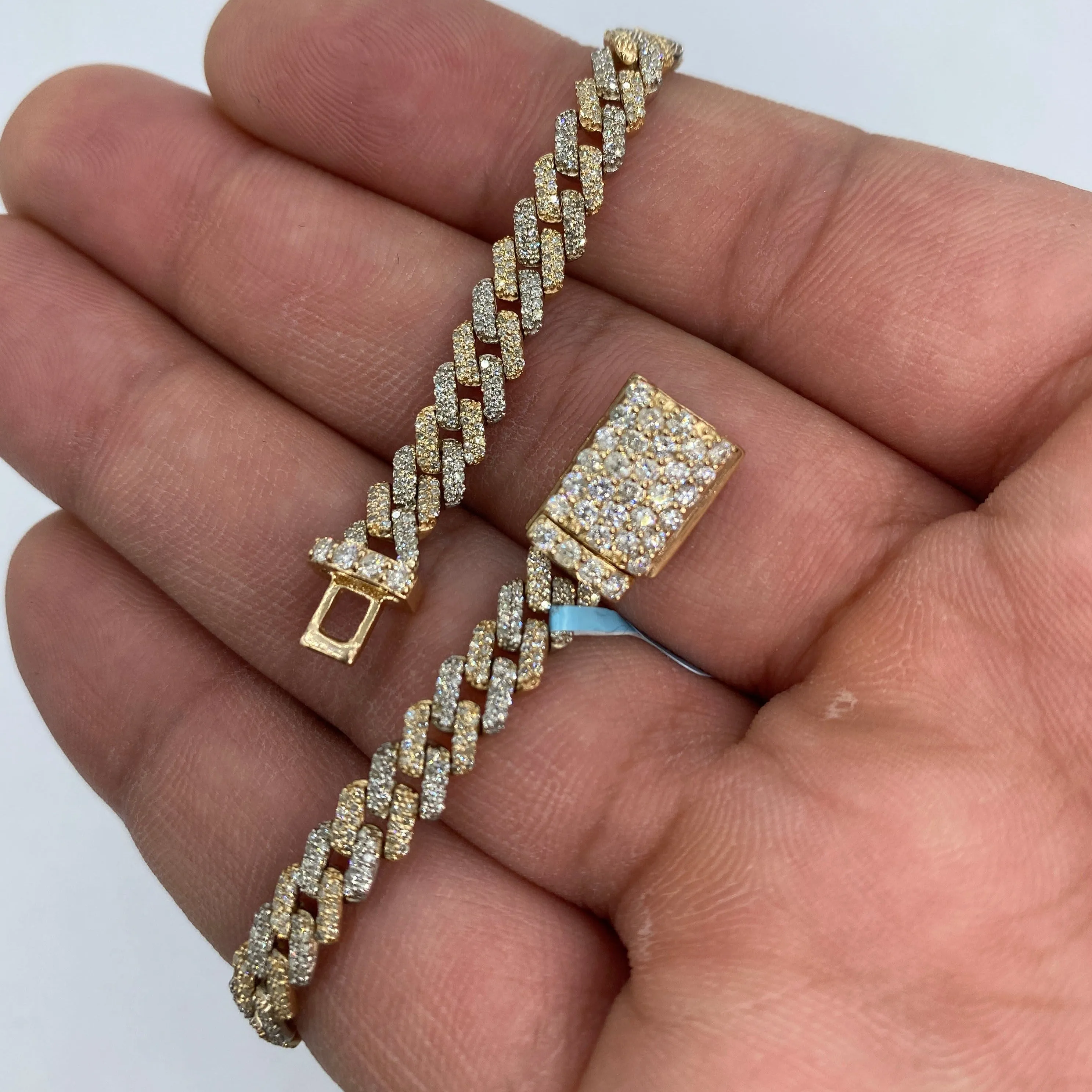 14K 5.5MM Cuban Link Diamond Bracelet 7"
