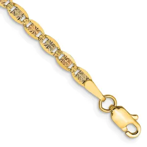 14K 7 inch 2.75mm Tri-color Pav� Valentino with Lobster Clasp Bracelet