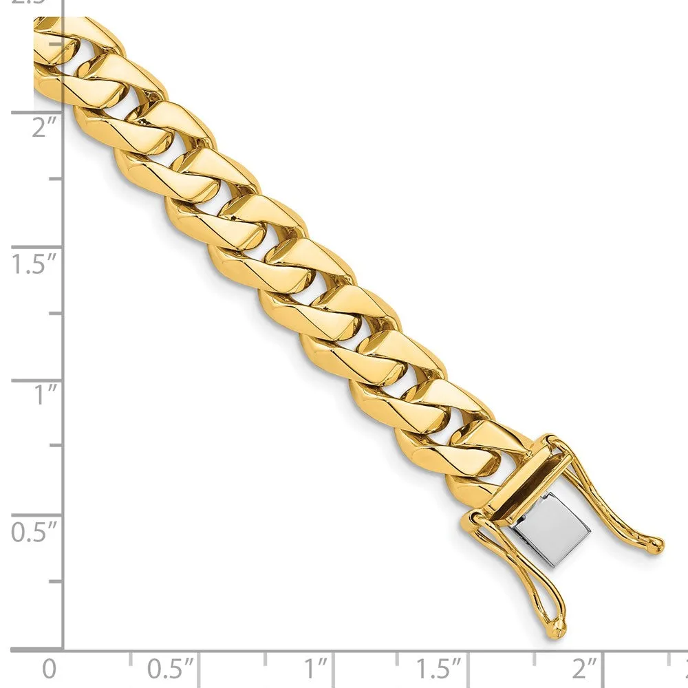 14K 8.5 inch 8.6mm Hand Polished Fancy Traditional Link with Box Catch Clasp Bracelet
