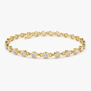 14k Bezel Setting Diamond Tennis Bracelet