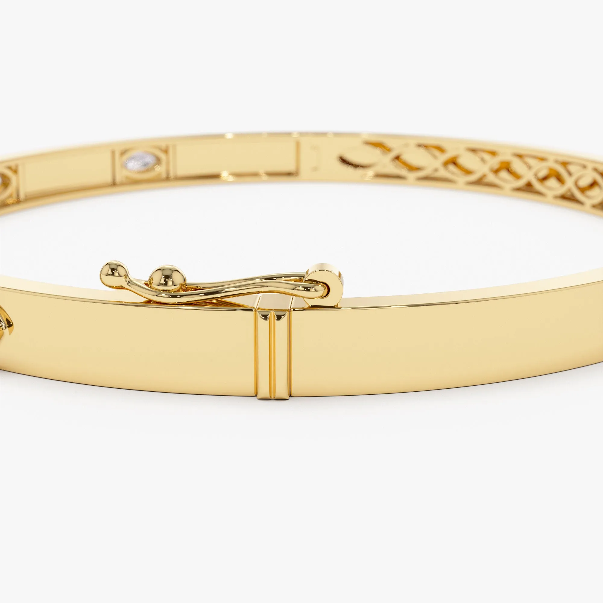 14k Bezel Setting Marquise Shaped Diamond Bangle