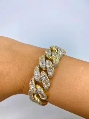 14K Diamond Baguette Cuban Bracelet