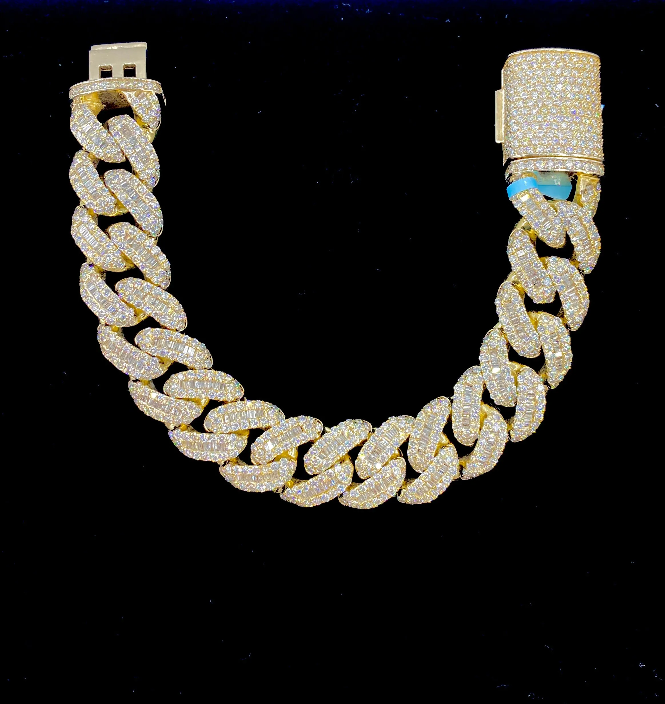 14K Diamond Baguette Cuban Bracelet