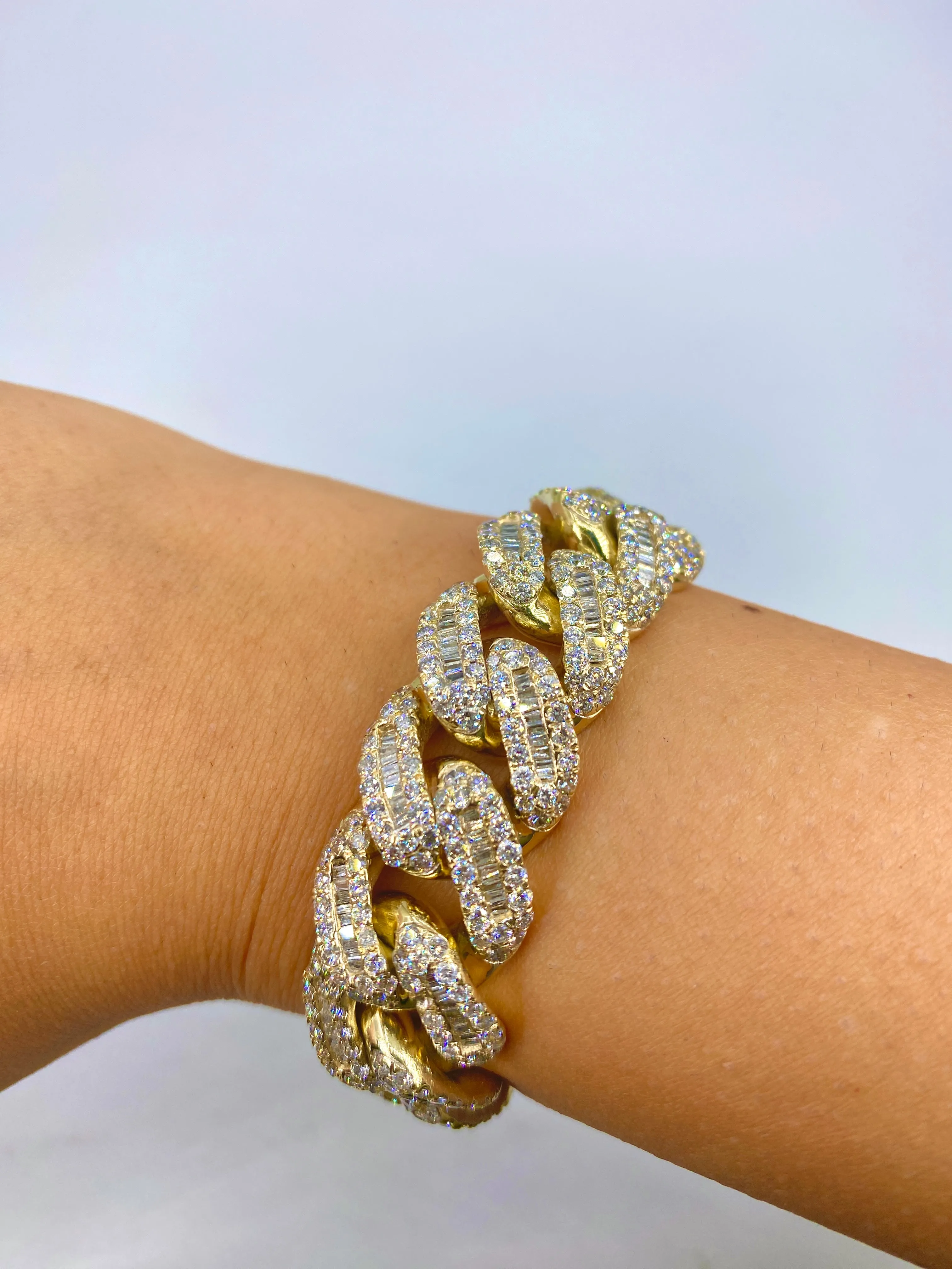 14K Diamond Baguette Cuban Bracelet
