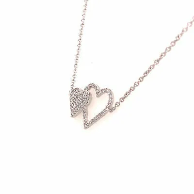14K Diamond Double Heart Bracelet White Gold
