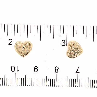 14K Diamond Heart Shape Cluster Earrings Yellow Gold