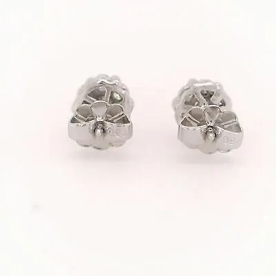 14K Diamond Pave Cluster Earrings White Gold