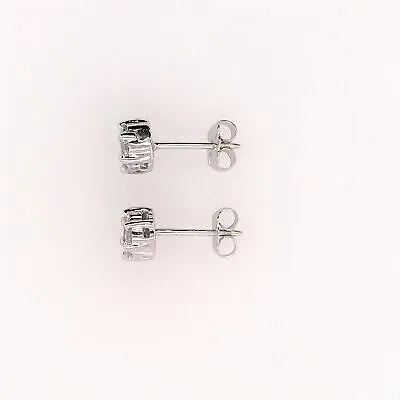14K Diamond Pave Cluster Earrings White Gold