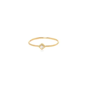 14K Diamond Shape Bezel Ring