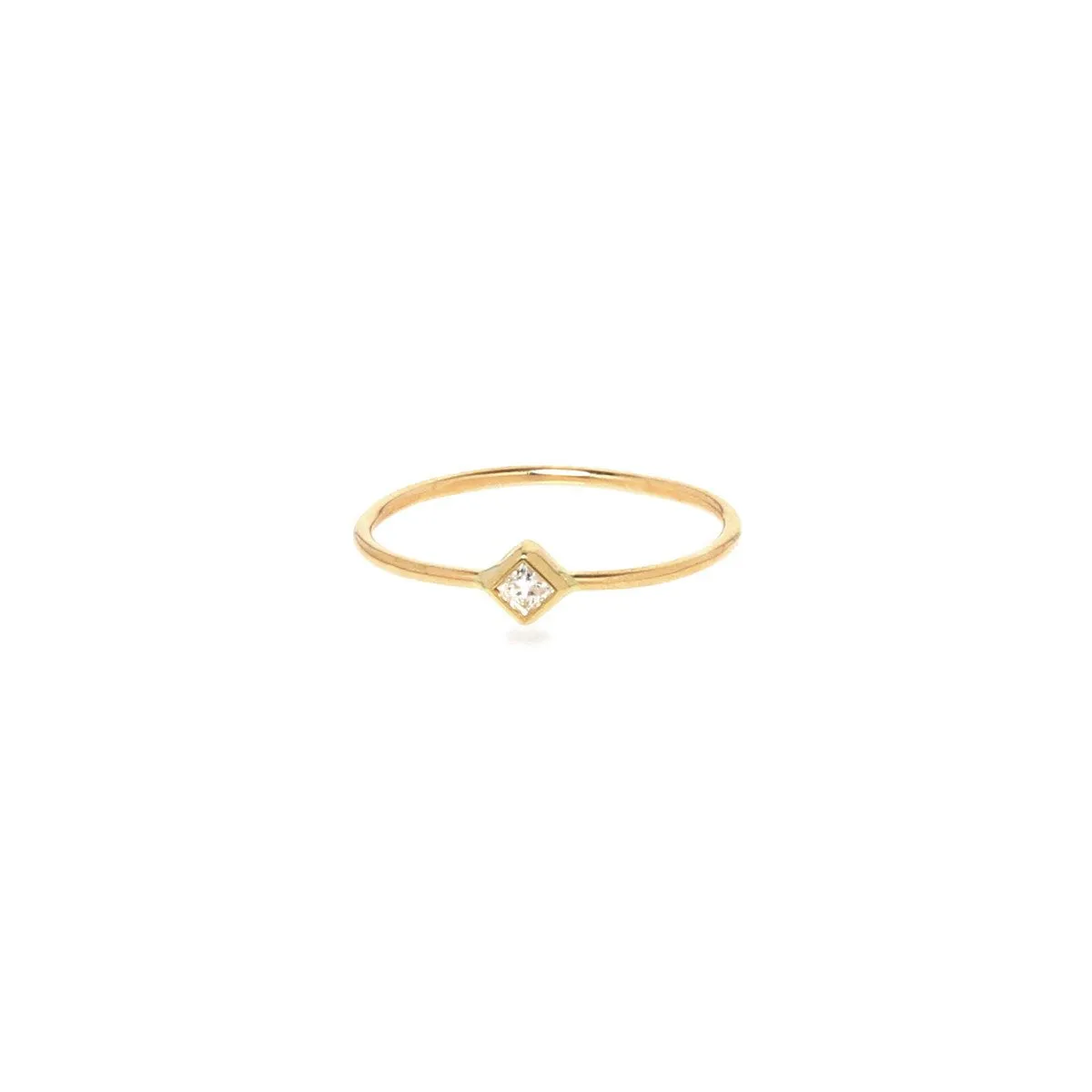 14K Diamond Shape Bezel Ring