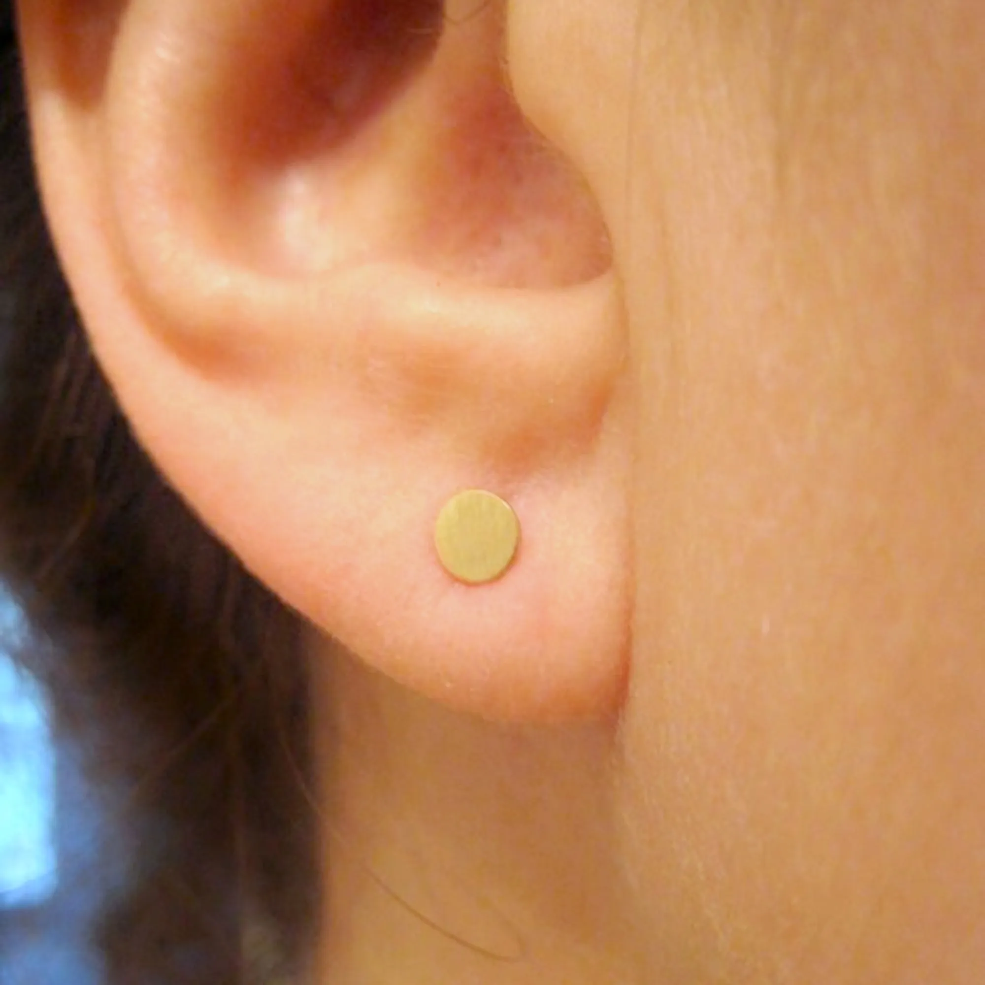 14k Gold Circle Stud Earrings – Solid 14k Yellow Gold Minimalist Earrings – Small Gold Studs (2mm-10mm) – Matte or Polished Finish - 0003