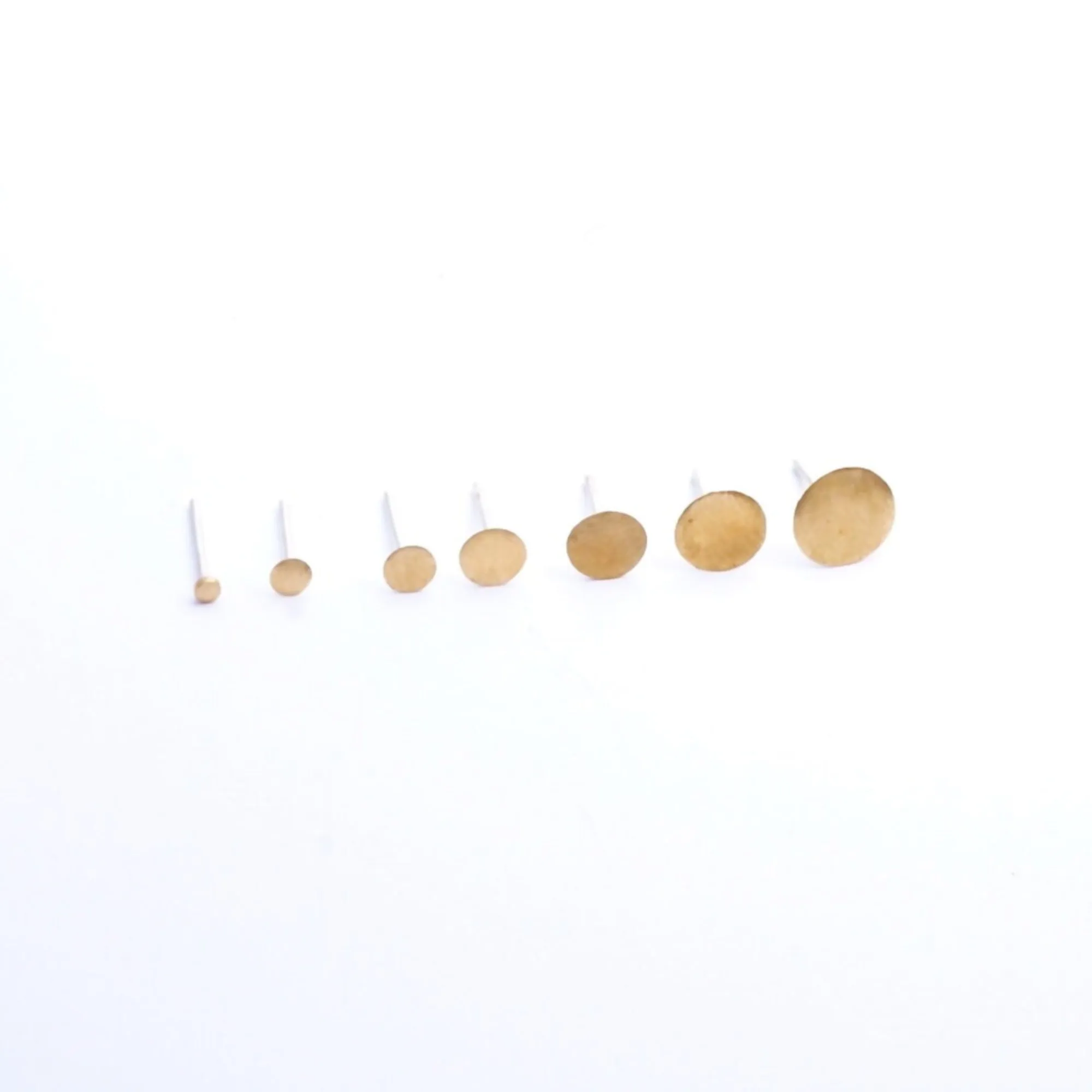 14k Gold Circle Stud Earrings – Solid 14k Yellow Gold Minimalist Earrings – Small Gold Studs (2mm-10mm) – Matte or Polished Finish - 0003