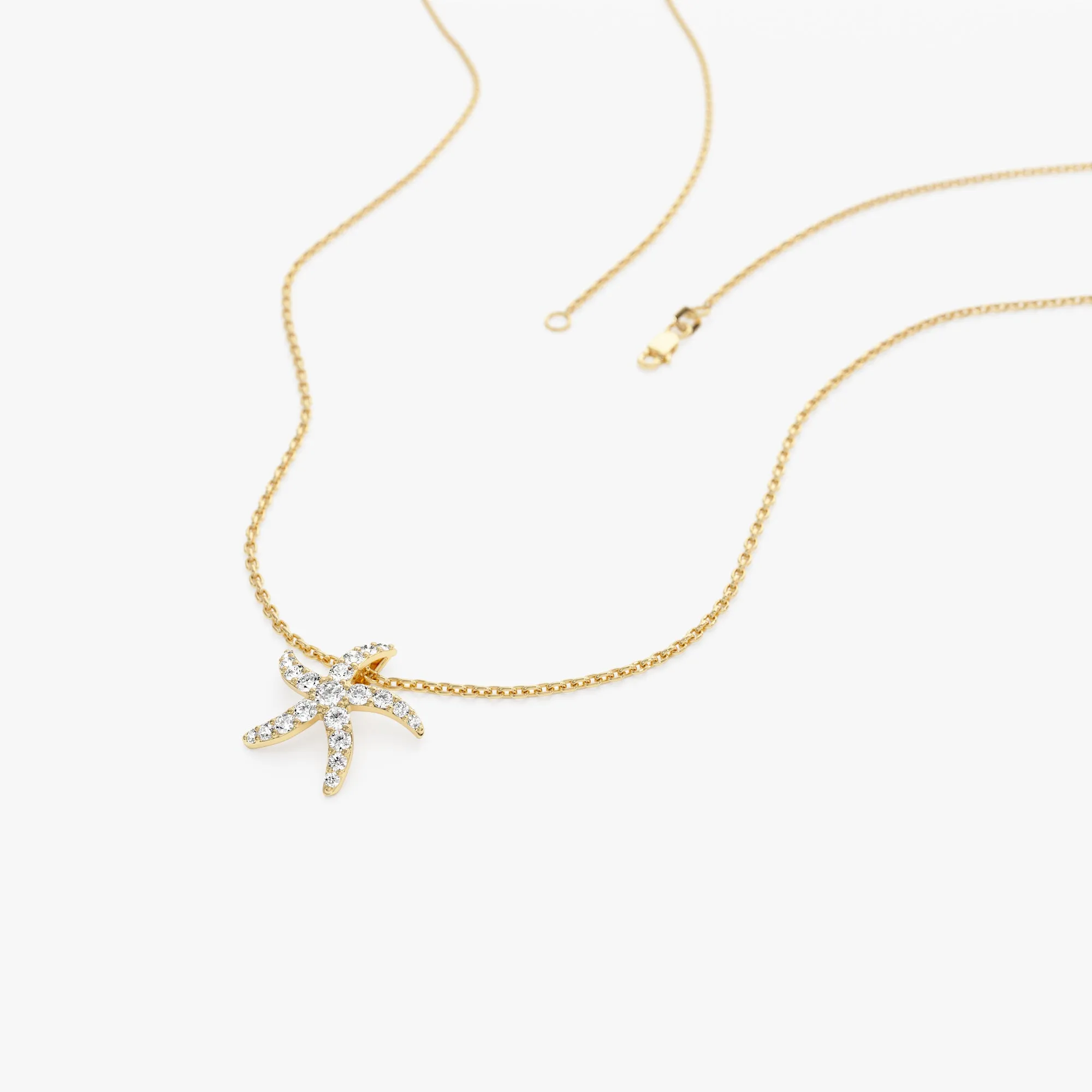 14k Gold Diamond Starfish Charm Pendant
