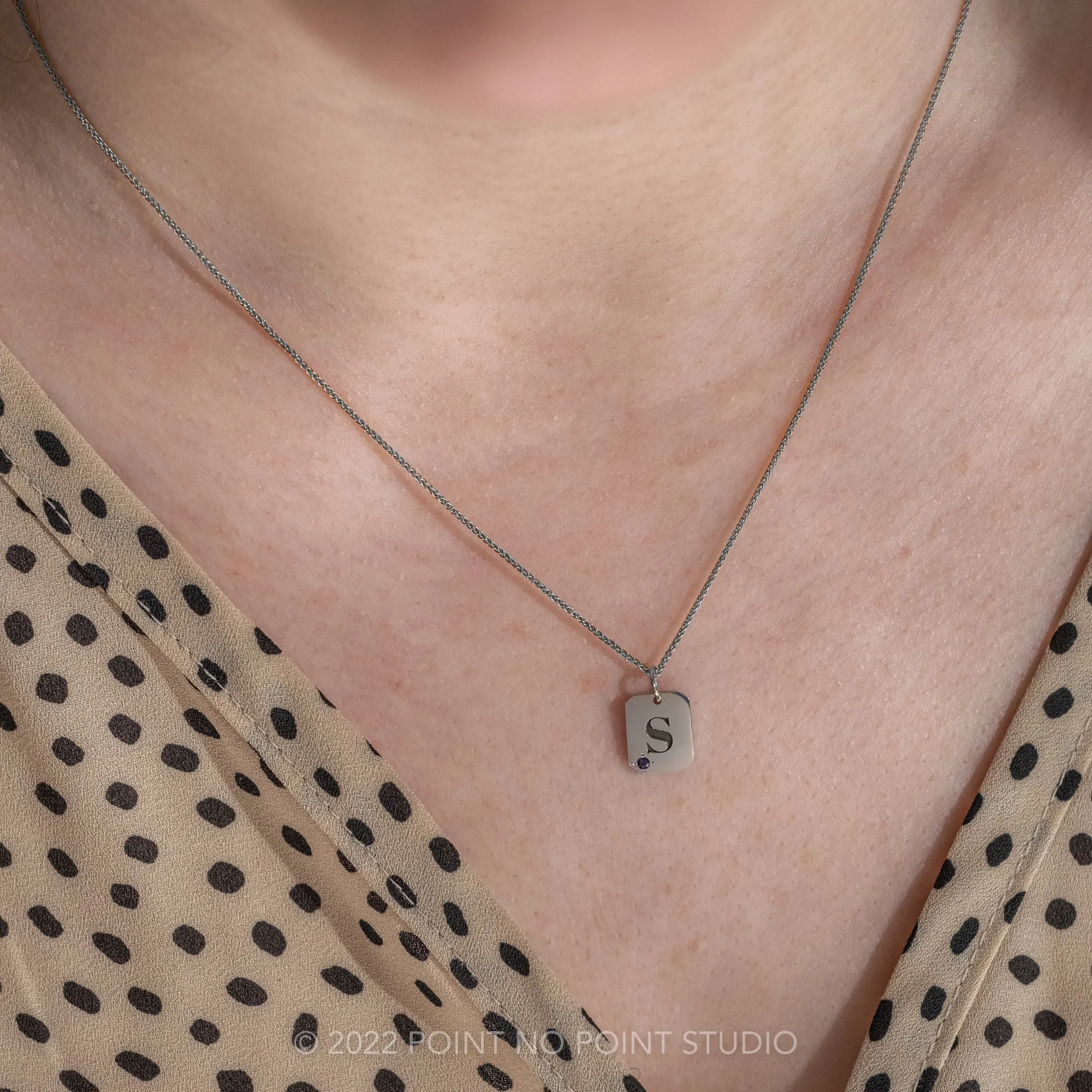 14k Gold Engraved Alouette Single Initial & Birthstone Emerald Unique Charm