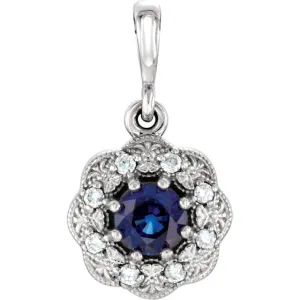 14k Gold Gemstone & .06 CTW Diamond Pendant