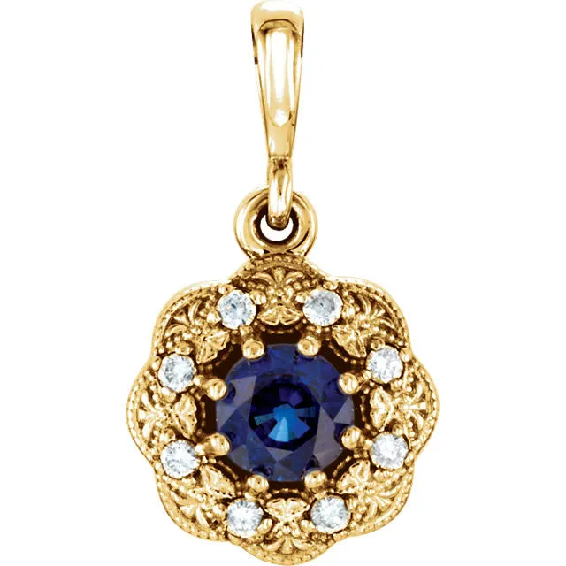 14k Gold Gemstone & .06 CTW Diamond Pendant