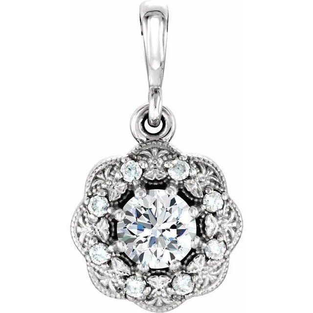 14k Gold Gemstone & .06 CTW Diamond Pendant