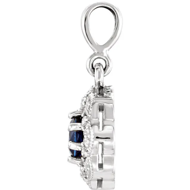 14k Gold Gemstone & .06 CTW Diamond Pendant