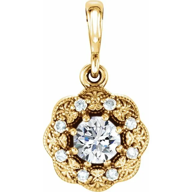 14k Gold Gemstone & .06 CTW Diamond Pendant
