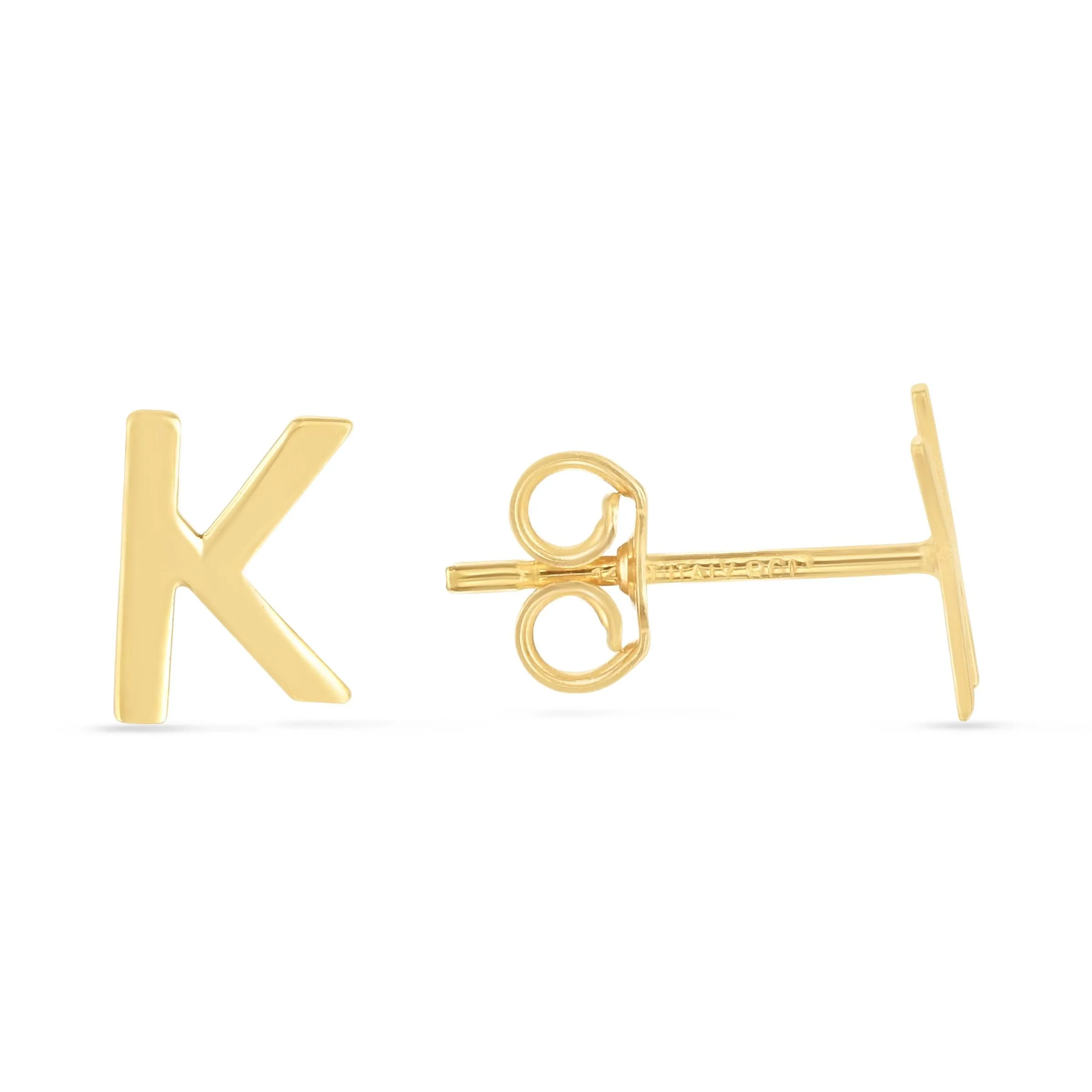 14K Gold Initial 'A Through Z' Stud Earring