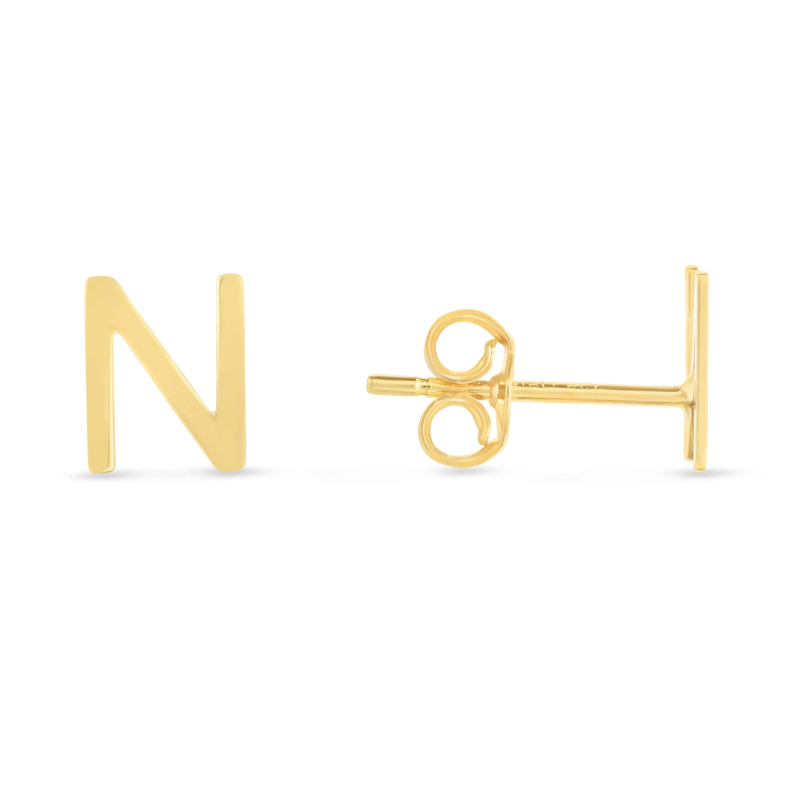 14K Gold Initial 'A Through Z' Stud Earring