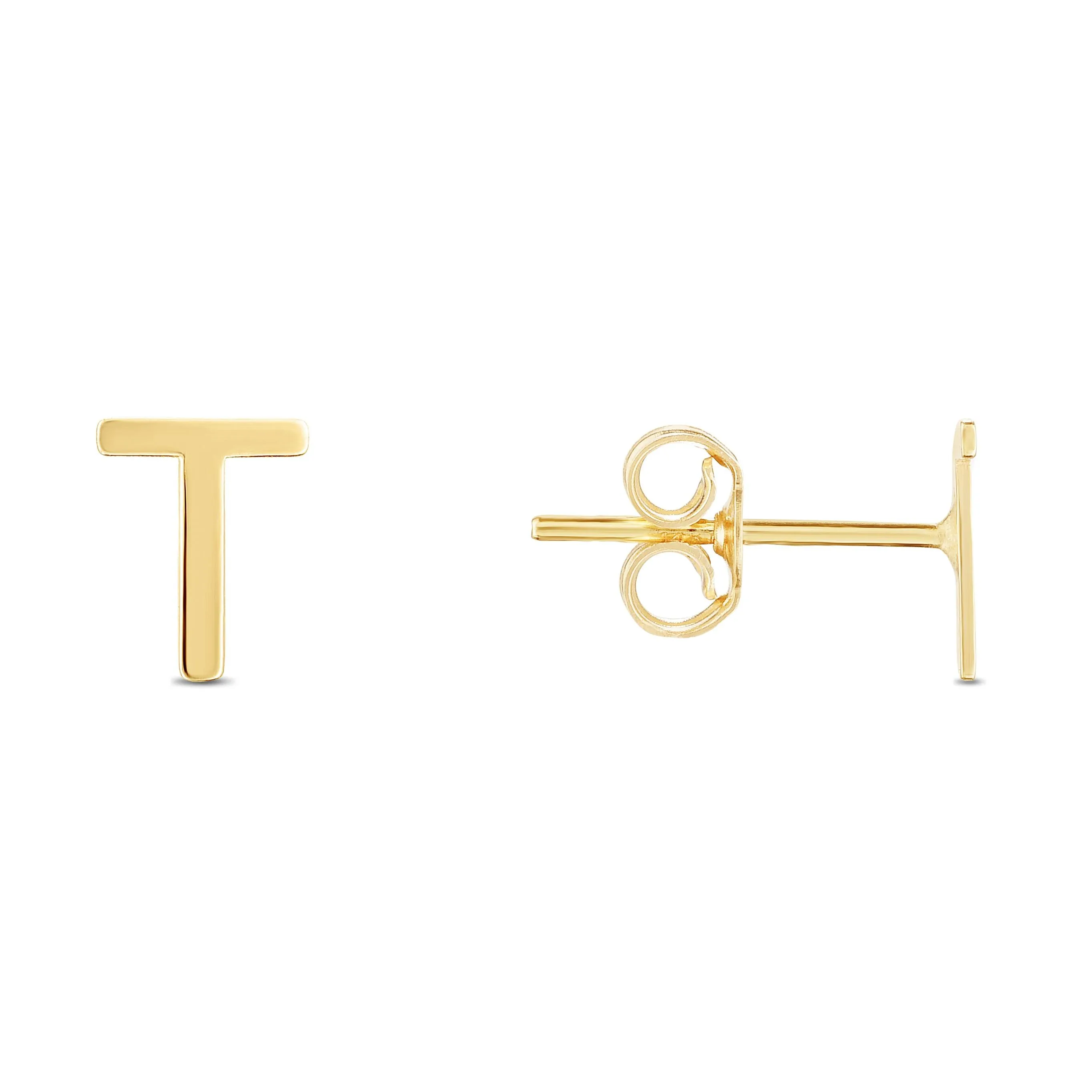 14K Gold Initial 'A Through Z' Stud Earring