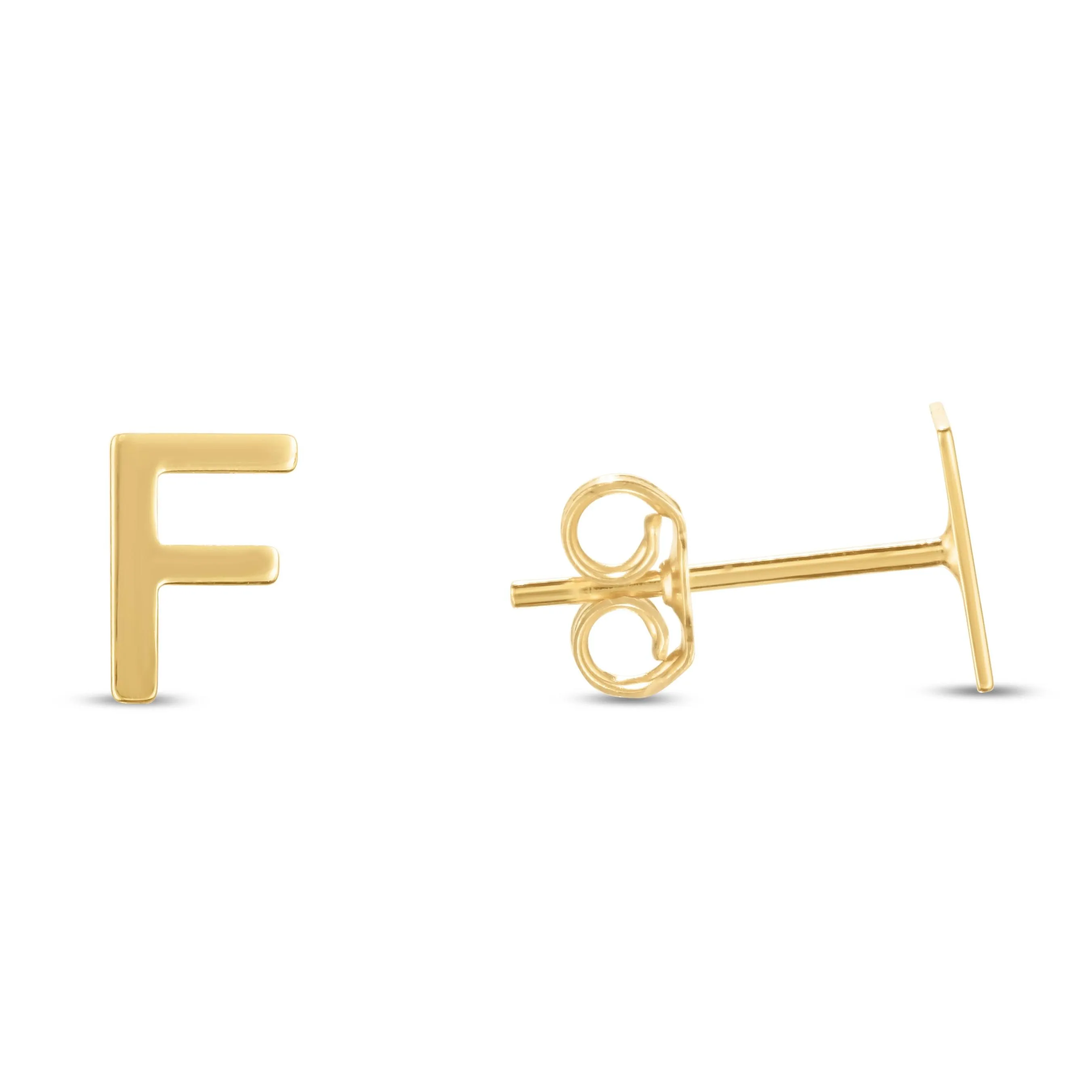14K Gold Initial 'A Through Z' Stud Earring