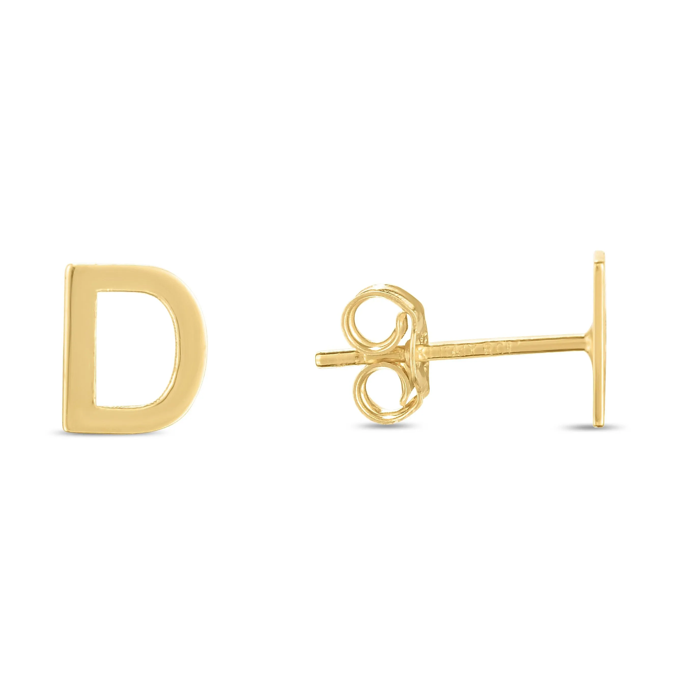 14K Gold Initial 'A Through Z' Stud Earring