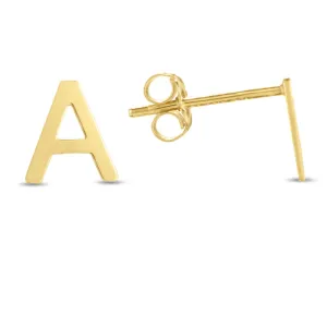 14K Gold Initial 'A Through Z' Stud Earring