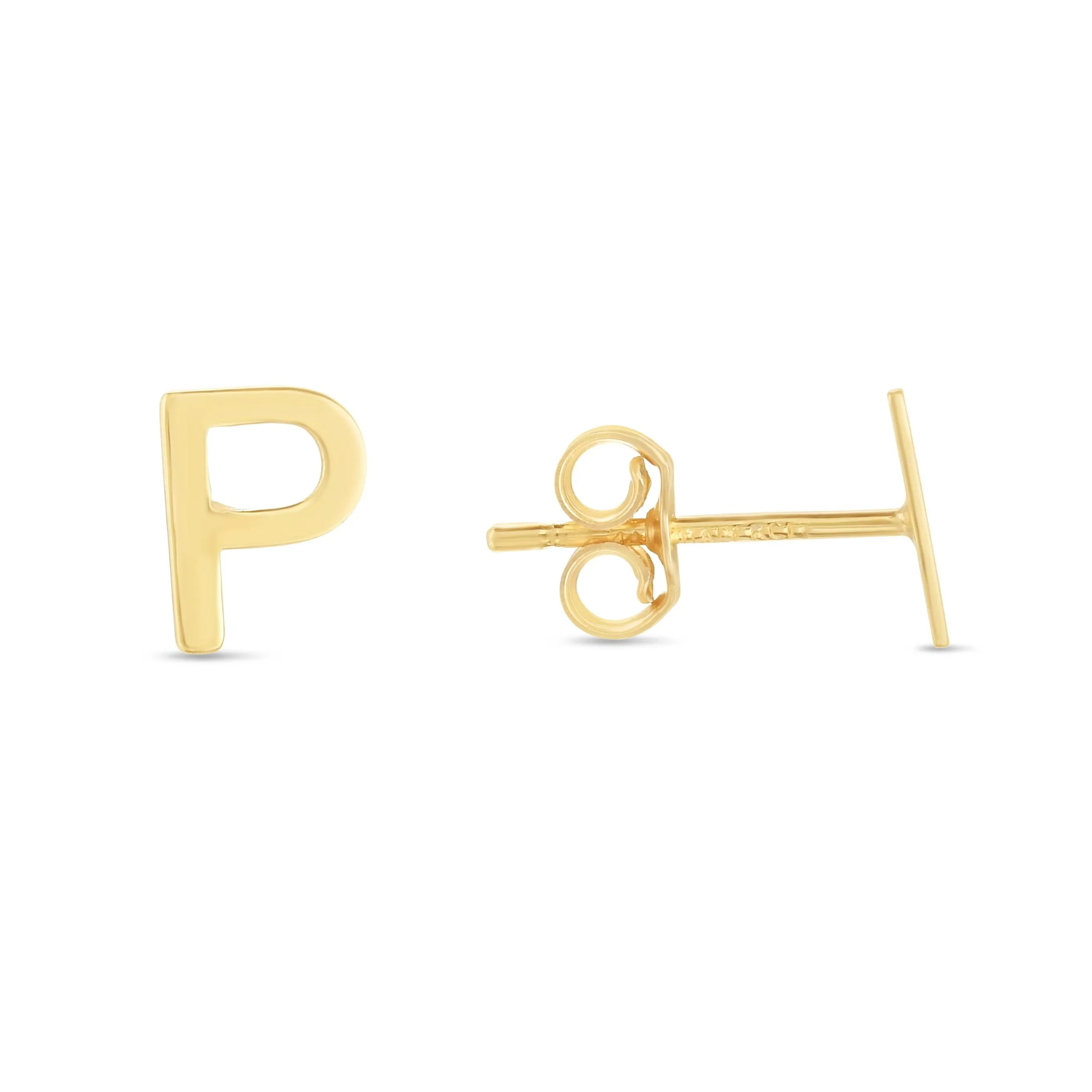 14K Gold Initial 'A Through Z' Stud Earring