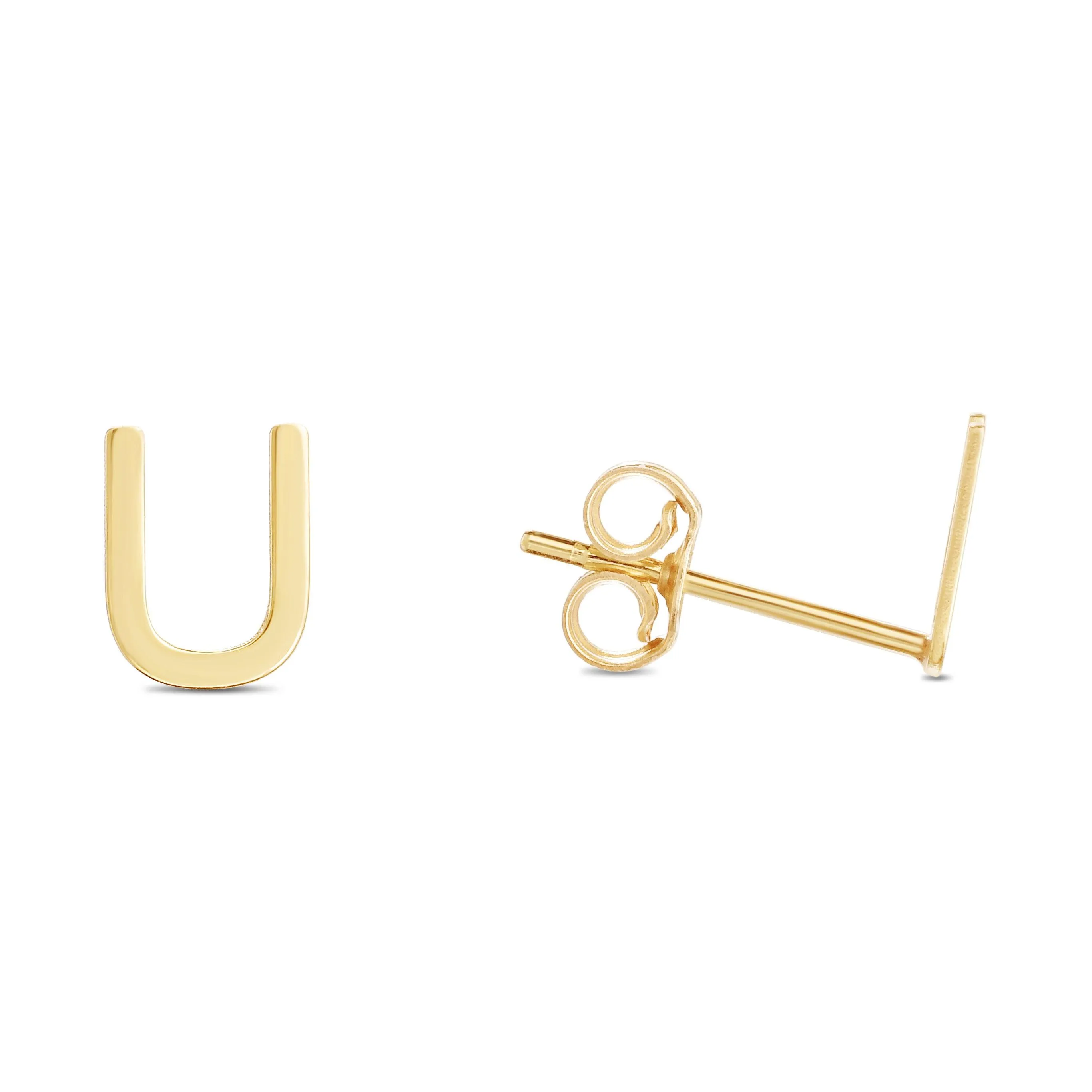 14K Gold Initial 'A Through Z' Stud Earring